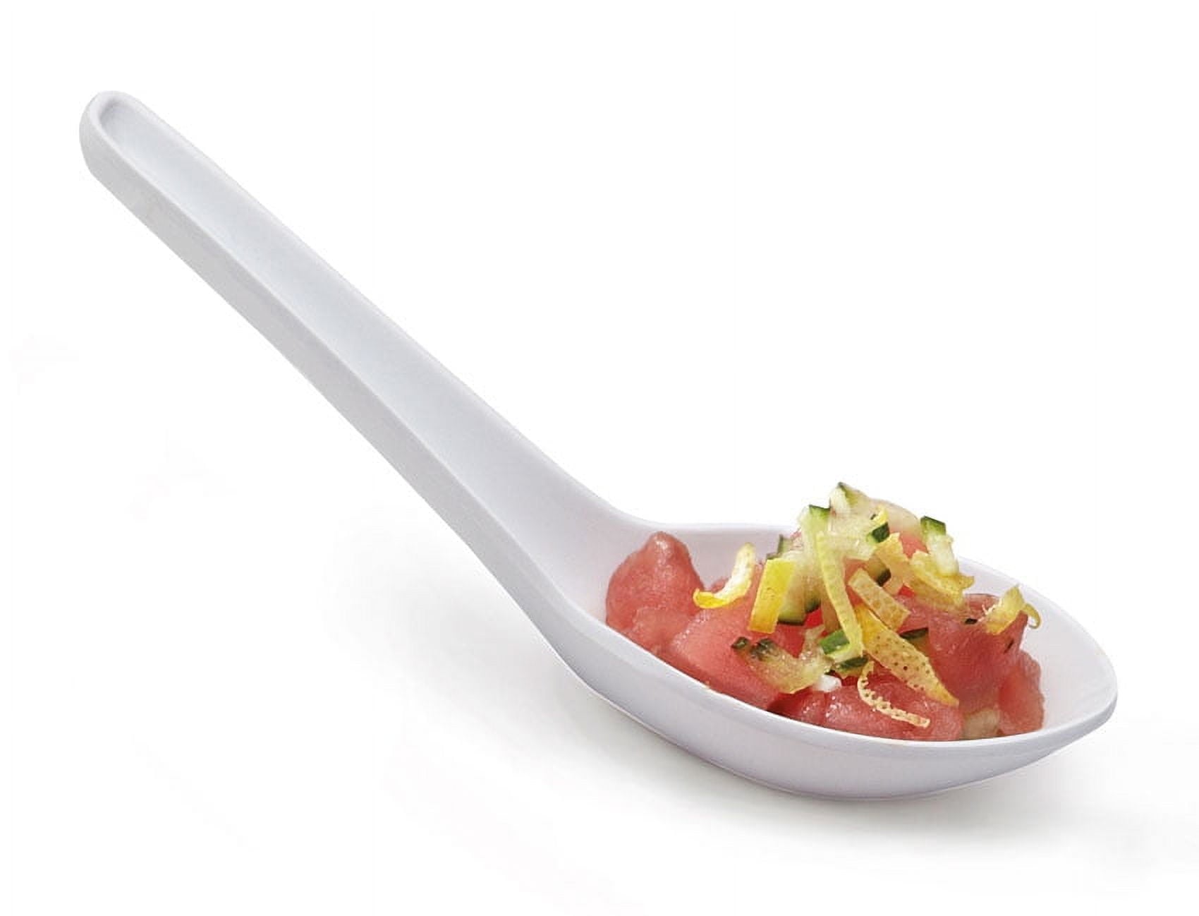 0.65 oz. White Plastic Won-Ton Soup Spoon, Pack of 12