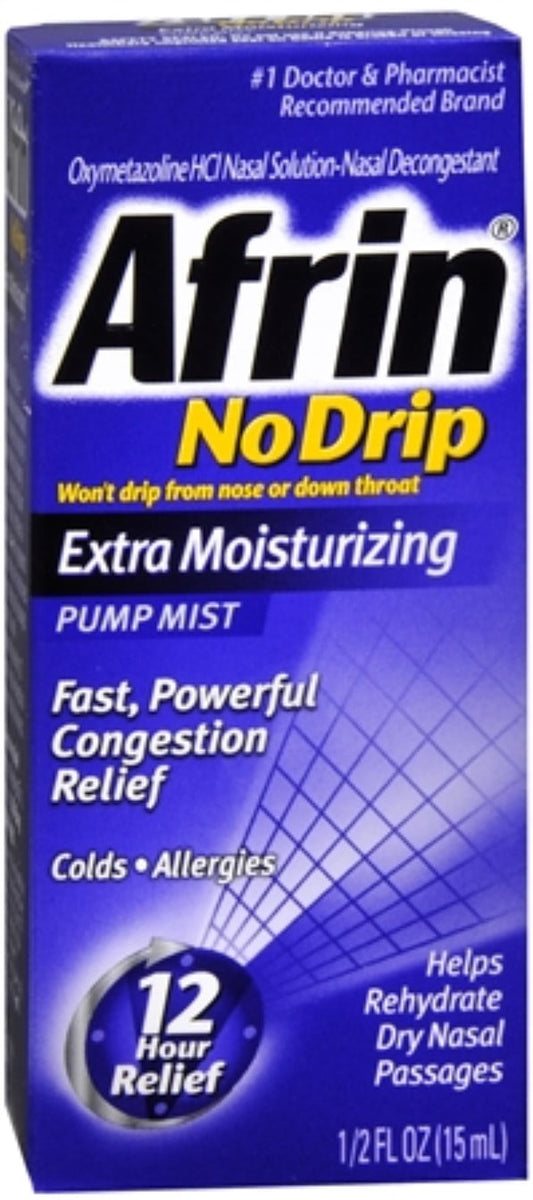 Afrin No Drip Pump Mist, Extra Moisturizing 15 mL (Pack of 2)