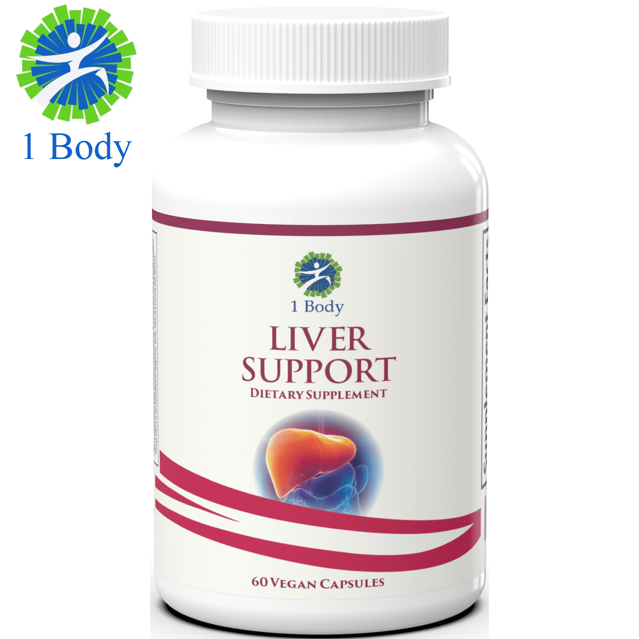 1 Body Liver Cleanse & Support Supplement Milk Thistle Extract 60 Vegan Capsules