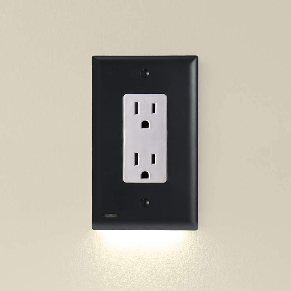 1 Pack - SnapPower GuideLight 2 for Outlets [for GFCI Outlets Only] - Night Light - Electrical Outlet Wall Plate with LED Night Lights - Automatic On/Off Sensor - (GFCI, Light Almond)