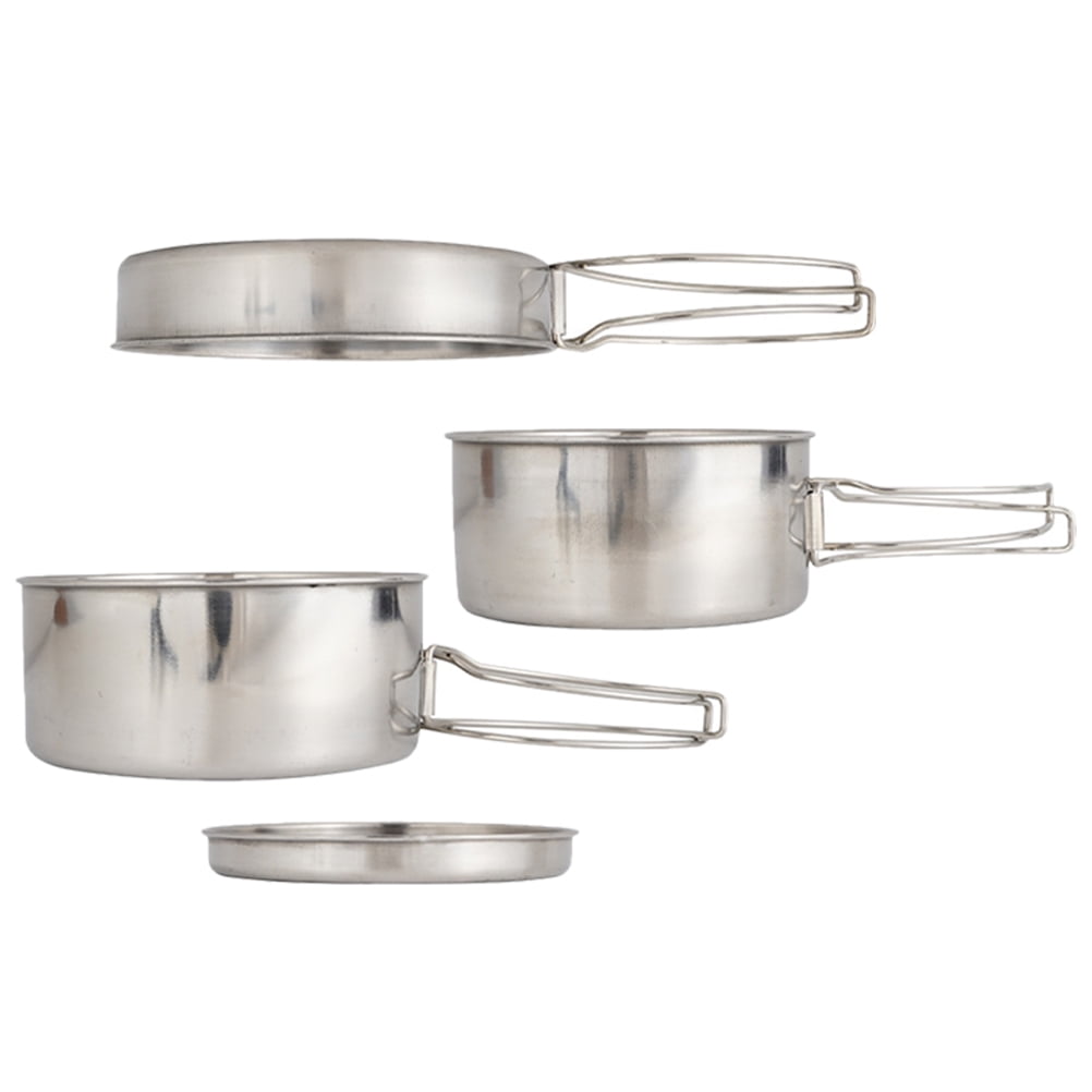 1 Set Cooking Pot Pan Set Picnic Pot Pan Set Stainless Steel Cooking Utensils