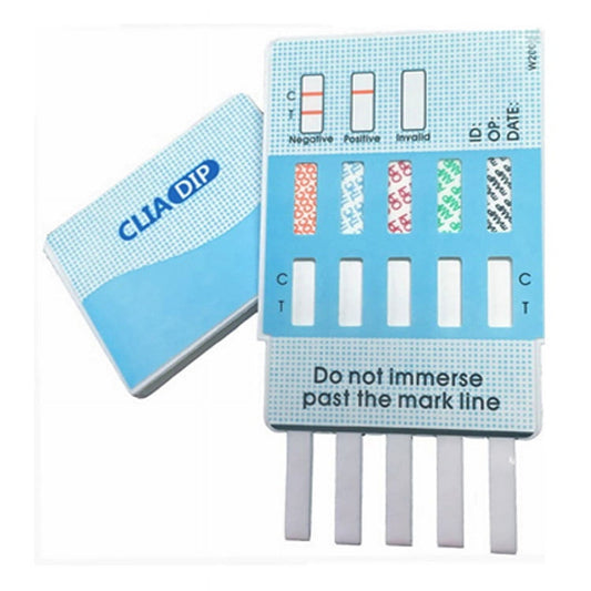 (10 PACK) QTEST 5 Panel Urine Drug Test Dips With FREE Collection Cups and Lids AMP/COC/METH/OPI/THC