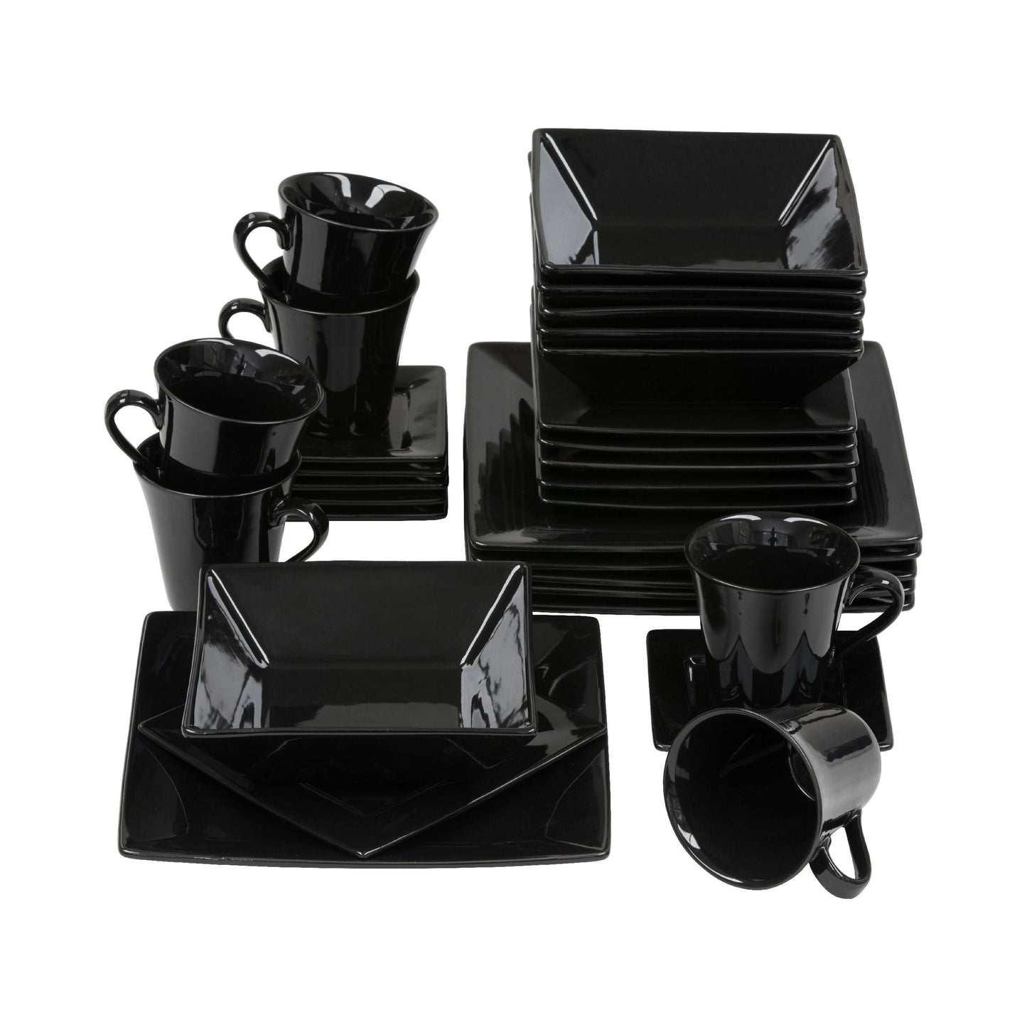 10 Strawberry Street Nova 30 Piece Dinnerware Set - Black