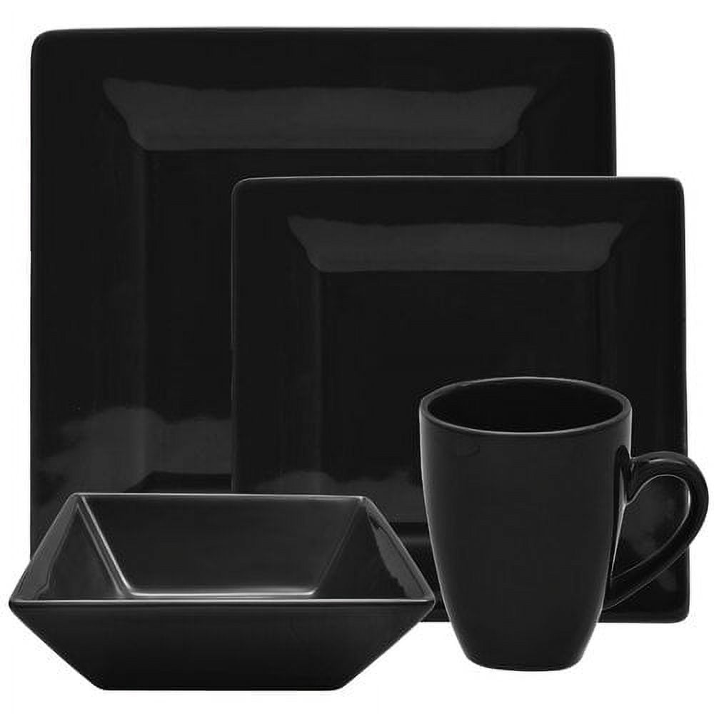 10 Strawberry Street Nova Square 16-Piece Stoneware Dinnerware Set, Cream/White