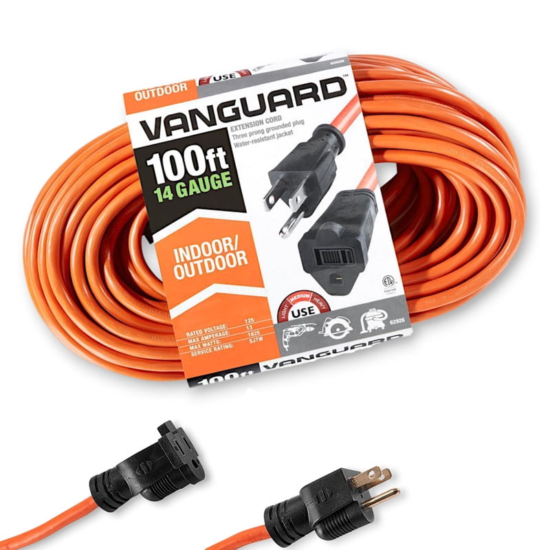 New Vanguard 100 Feet 14/3 Gauge Indoor/Outdoor Heavy-Duty Electrical Extension Cord, Orange