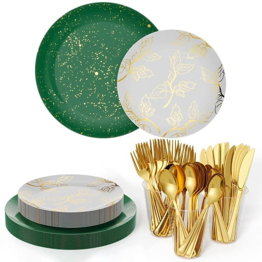 100 Piece - Settings for 20 - Exquisite Christmas Plastic Tableware Combo Pack