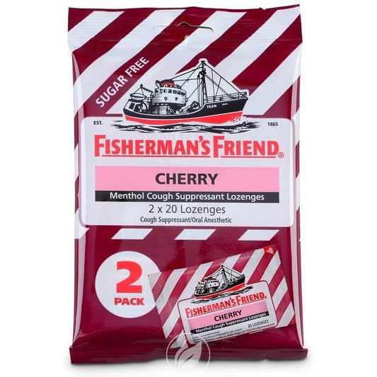 (12 Pack) Fisherman's Friend Sugar Free Cherry Menthol Cough Drops, Cough Suppressant Lozenges, 40 Count