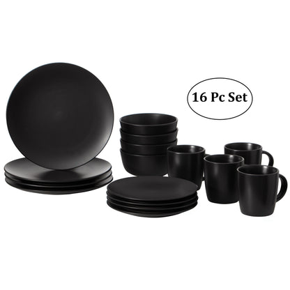 16 PC Rimmed Dinnerware Set for 4 Person Mugs, Salad and Dinner Plates and Bowls Sets, High Quality Dishes, Dishwasher