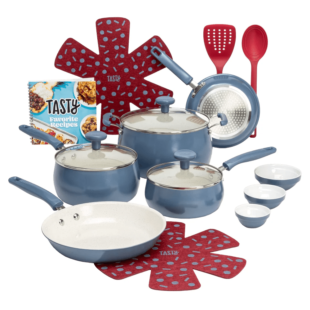 16-Piece Ceramic Non-Stick Pots and Pans Set Elevate Your Culinary Creations with Blue Cookware Set for Your Kitchen