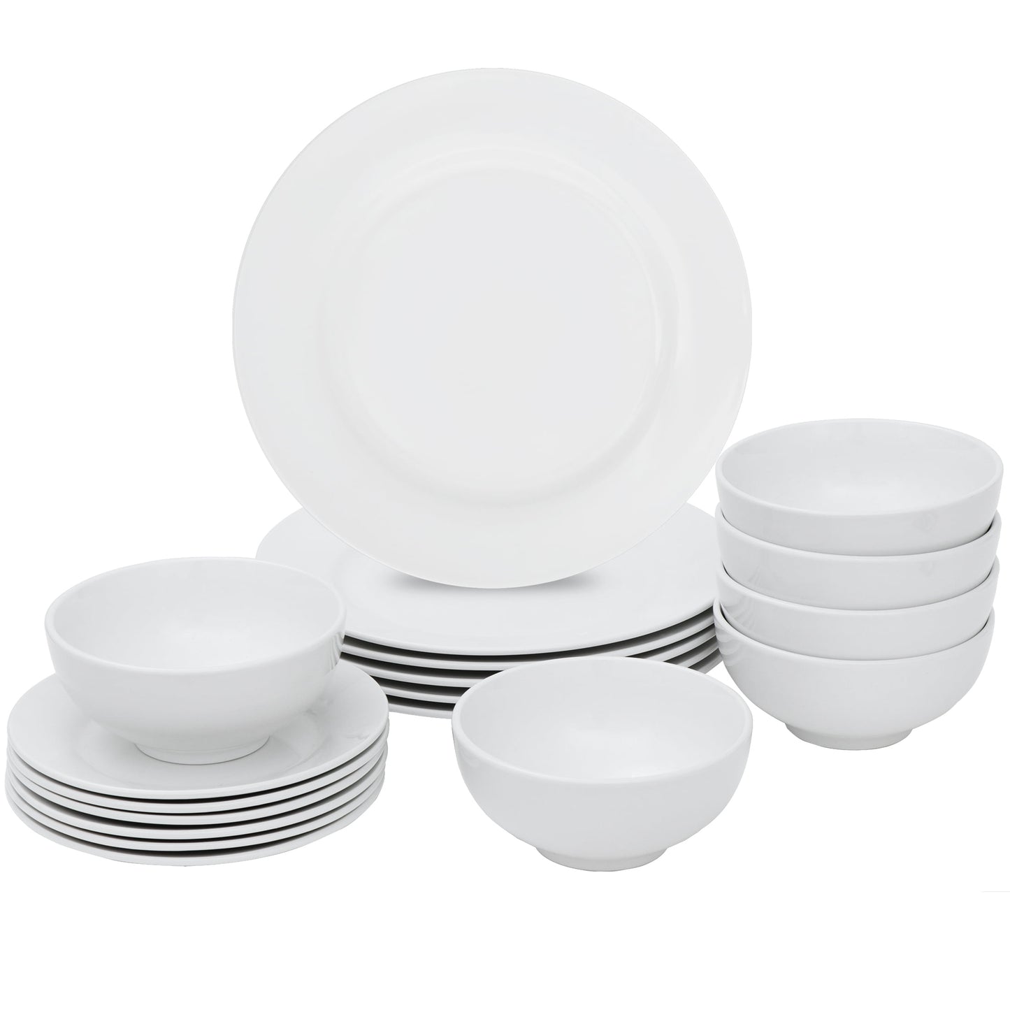 18 Pieces Dinner Plates & Bowls Set Home Kitchen Dinnerware Service for 6 Person - White