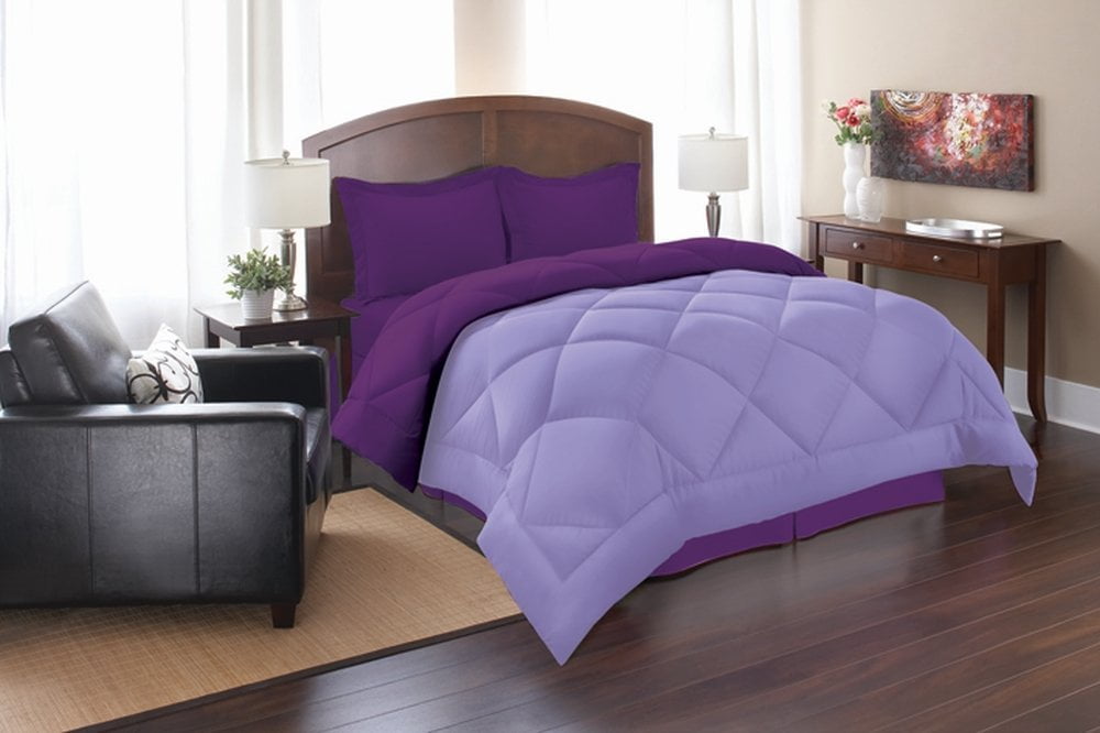 1800 Series Goose Down Alternative Reversible Comforter - Hypoallergenic - All Season-, King/Cal King, Lilac/Purple