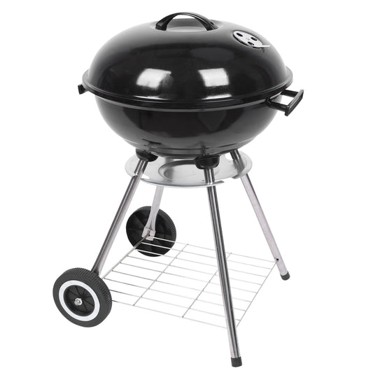 18in Charcoal Grill Leuwd, Kettle Charcoal Grill with Plated Steel Grates, Lid Thermometer, Slid Out Ash Catcher, Integrated Wheels, for BBQ, Patio, Backyard, Outdoor Cooking, Picnic