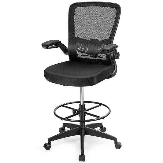 Tall Adjustable Height Office Chair with Lumbar Support and Flip-Up Armrests