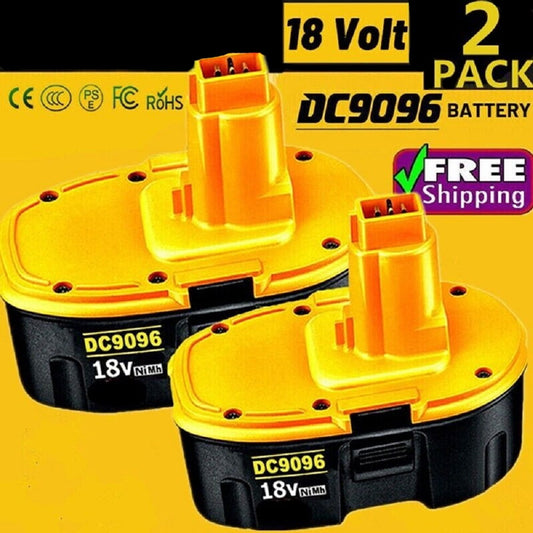 2 PACK 18V For Dewalt 18 VOLT XRP DC9096 DC9098 Ni-MH Battery DC9099 DC9096-2(NON DEWALT GENERIC)