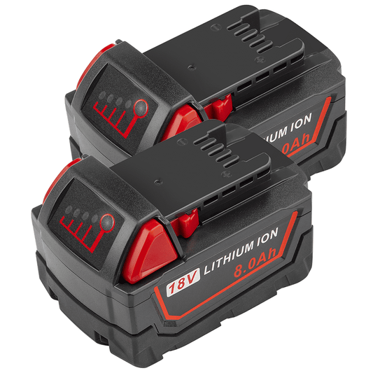 2 Pack 18 Volt 8.0Ah For Milwaukee Lithium-Ion BatteryExtended Capacity 8000mAh for M18 Battery 48-11-1850