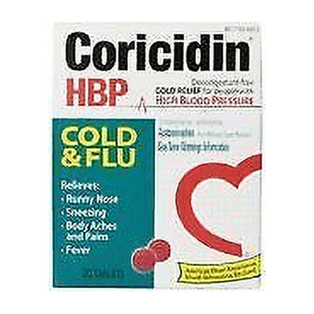 2 Pack - Coricidin HBP Cold - Flu Tablets, 20 Each