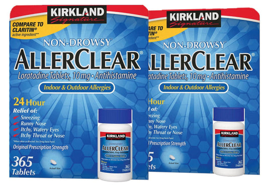 2 Pack | Kirkland Signature Non-Drowsy AllerClear Antihistamine 10mg., 365 Tablets