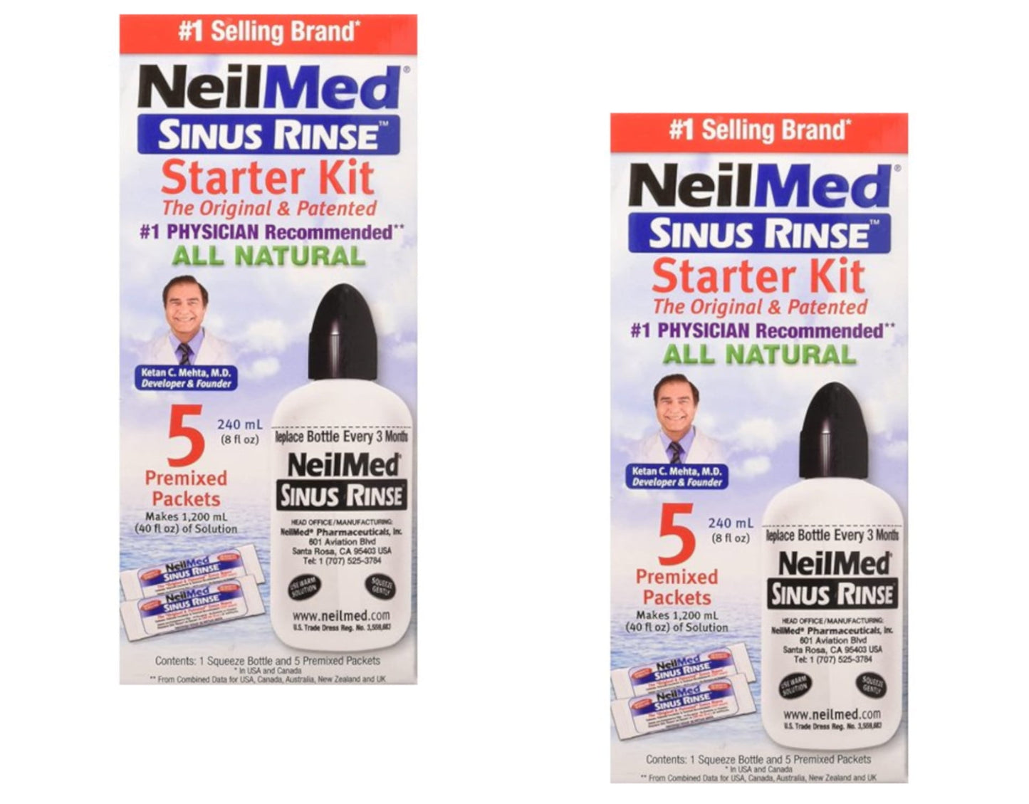 2 Pack NeilMed Sinus Rinse Starter Kit 1 Each