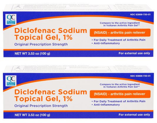 2 Pack QC Diclofenac Sodium Topical Gel Treatment for Arthritis Pain 3.53 oz