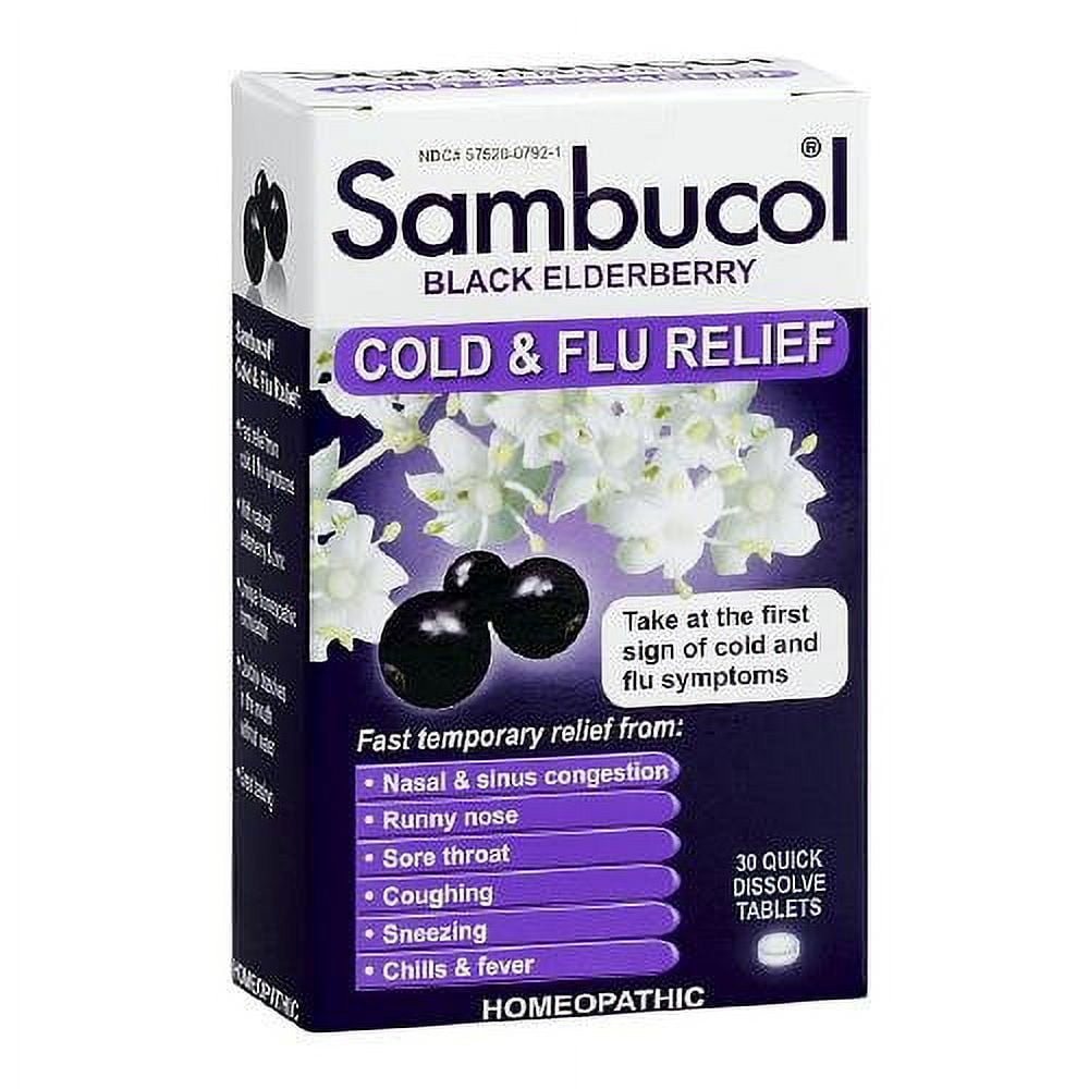 2 Pack Sambucol Black Elderberry Cold & Flu Relief Homeopathic 30 Tablets Each