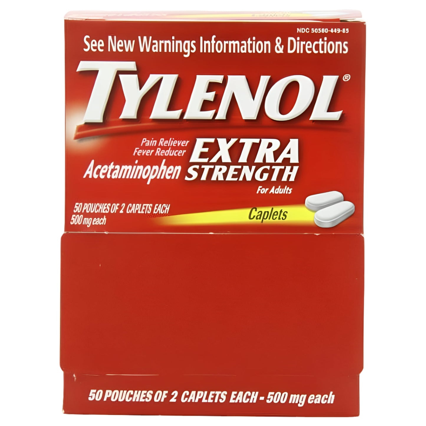 2 Pack Tylenol Extra Strength 50 packets of 2 tablets 500mg. 100 Tablets Per Box