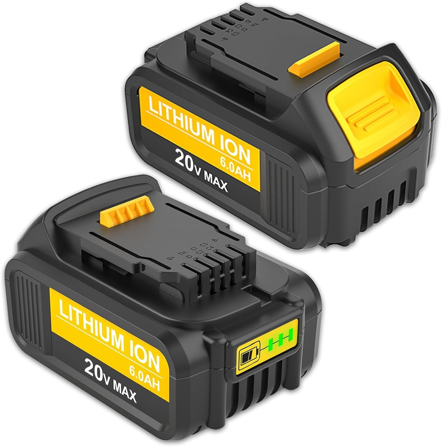 2 Packs 6.0Ah Replacement for Dewalt 20V Max Battery DCB206-2 DCB207 DCB204 DCB203 DCB201 DCB200