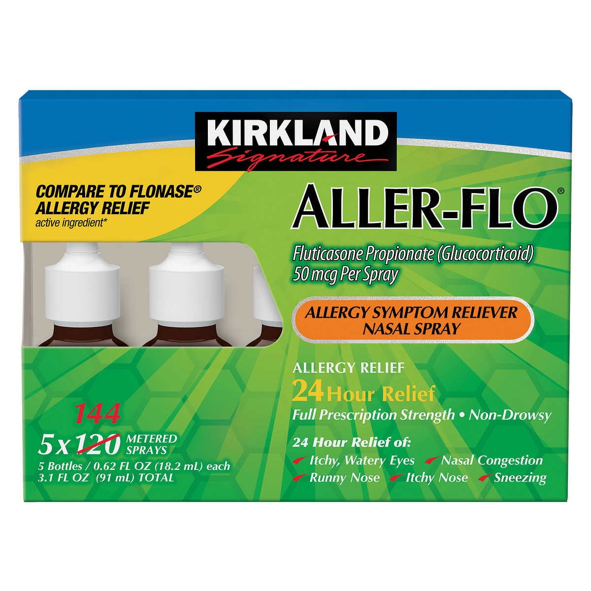 2 Packs K.S Signature Aller-Flo 50 Mcg Allergy Spray, 720 Metered Sprays