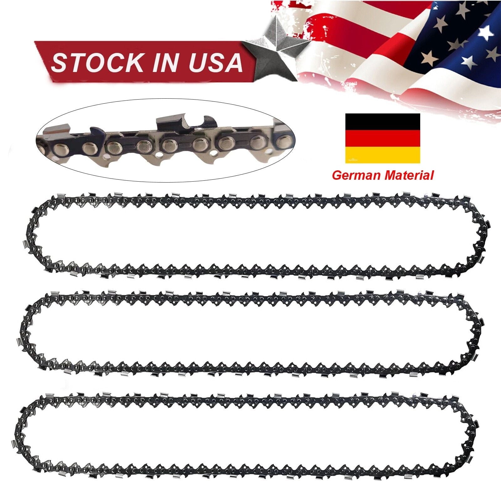 20 Inch Chainsaw Chain 3 Pack - H78 - .050" Gauge,.325" Pitch, 78 Drive Links Low-kickback for Remington RM4620 Husqvarna 240 445 450 Jonsered CS2255 CS2250 Echo Poulan Ryobi