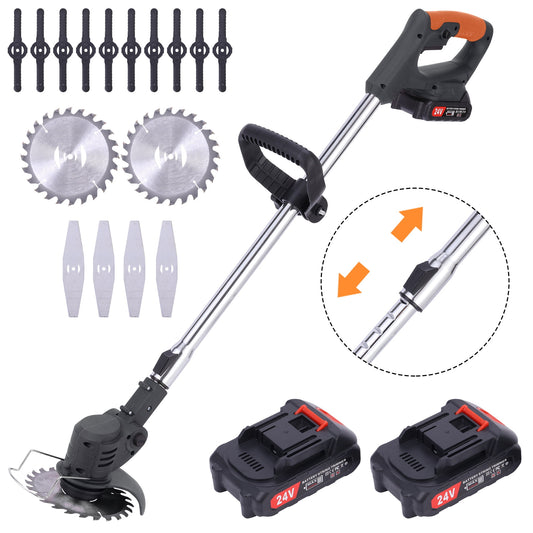 24V Grass Edger Lawn Tool, Electric Weed Eater Lightweight Grass Trimmer for Home Garden, Lawn, Yard, Bush Trimming & Pruning