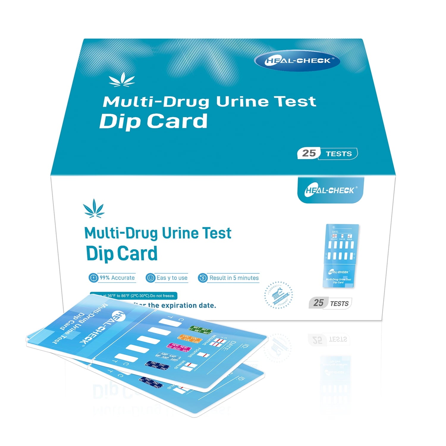 25 Pack Drug Test,5 Panel Multi-Drug Urine Test Kit, Marijuana (THC), COC, OPI 2000, AMP, BZO at Home Instant Drug Screening Dip Card, Same Technology as Lab