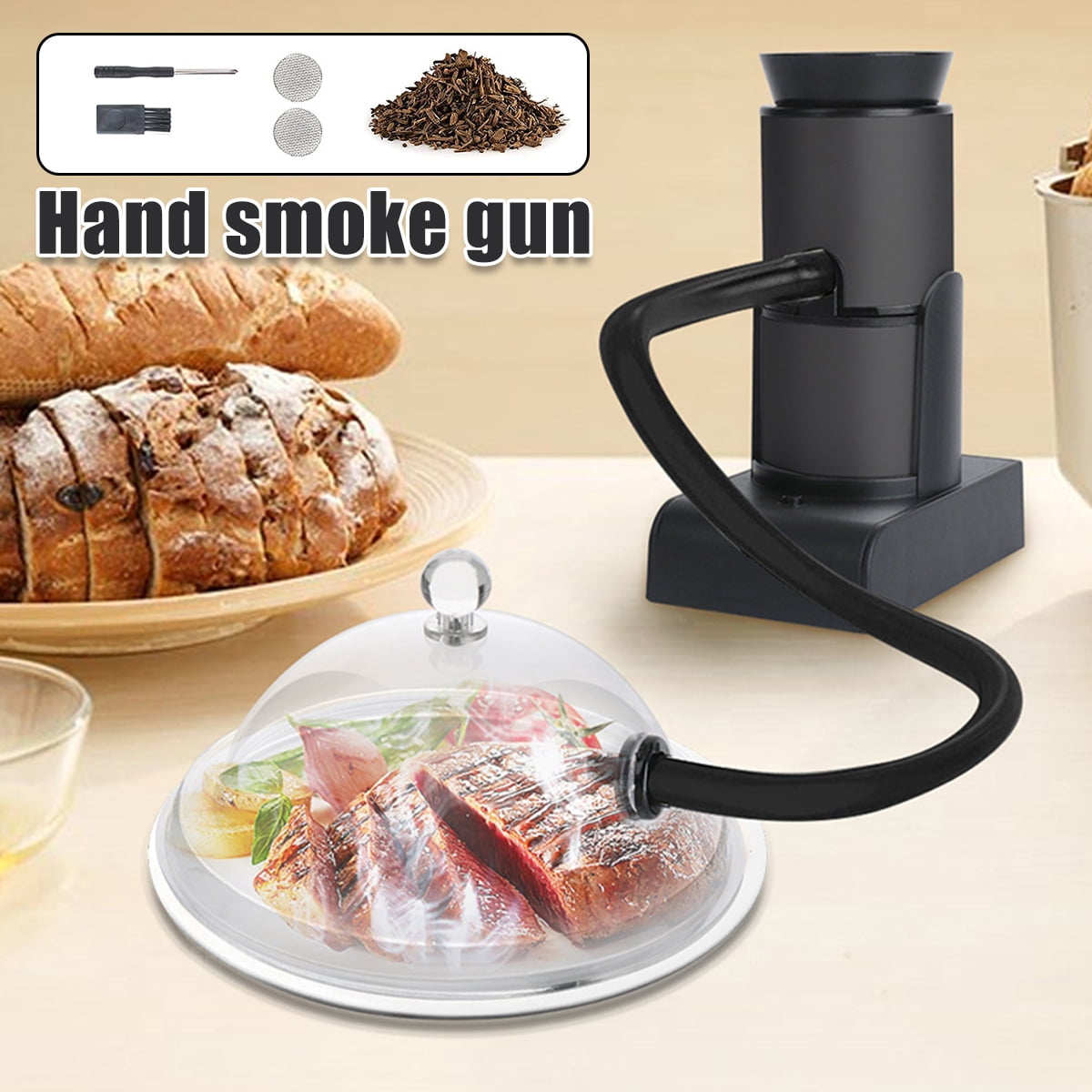 RELAX Portable Food Smoker Kit with Wood Chips Battery Powered Cocktail Smoker Smoking Machine Cooking Tool Kitchen Accessories for Drinks and Food