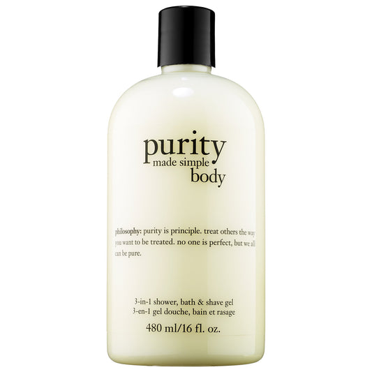 ($28 Value) Philosophy Purity Made Simple for Body, 3-in-1 Body Wash, Bath & Shave Gel, 16 Oz