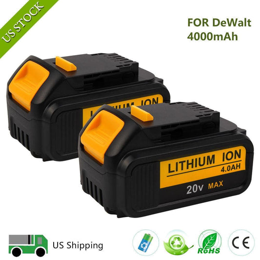 2Pack 20V 4.0Ah Lithium-ion Battery for Dewalt DCB200 DCB203 DCB204 DCB205