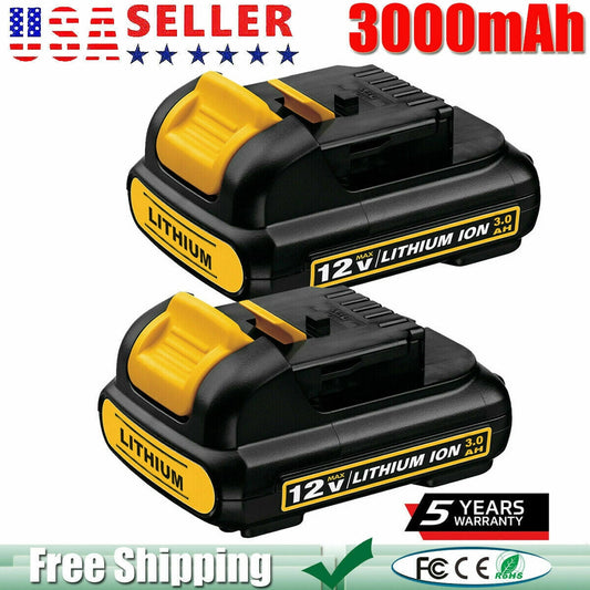 2Pack 3.0Ah For DEWALT DCB120 DCB127 12V 12 VOLT MAX Lithium Ion Battery DCB120B