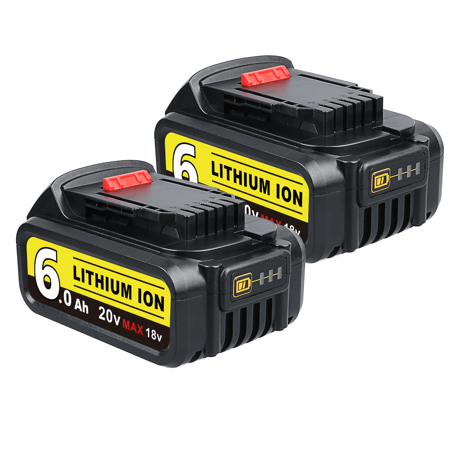 2Pack for Dewalt 18V(20Vmax) XR 6.0AH Lithium Ion Battery DCB206-2 DCB205 DCB200