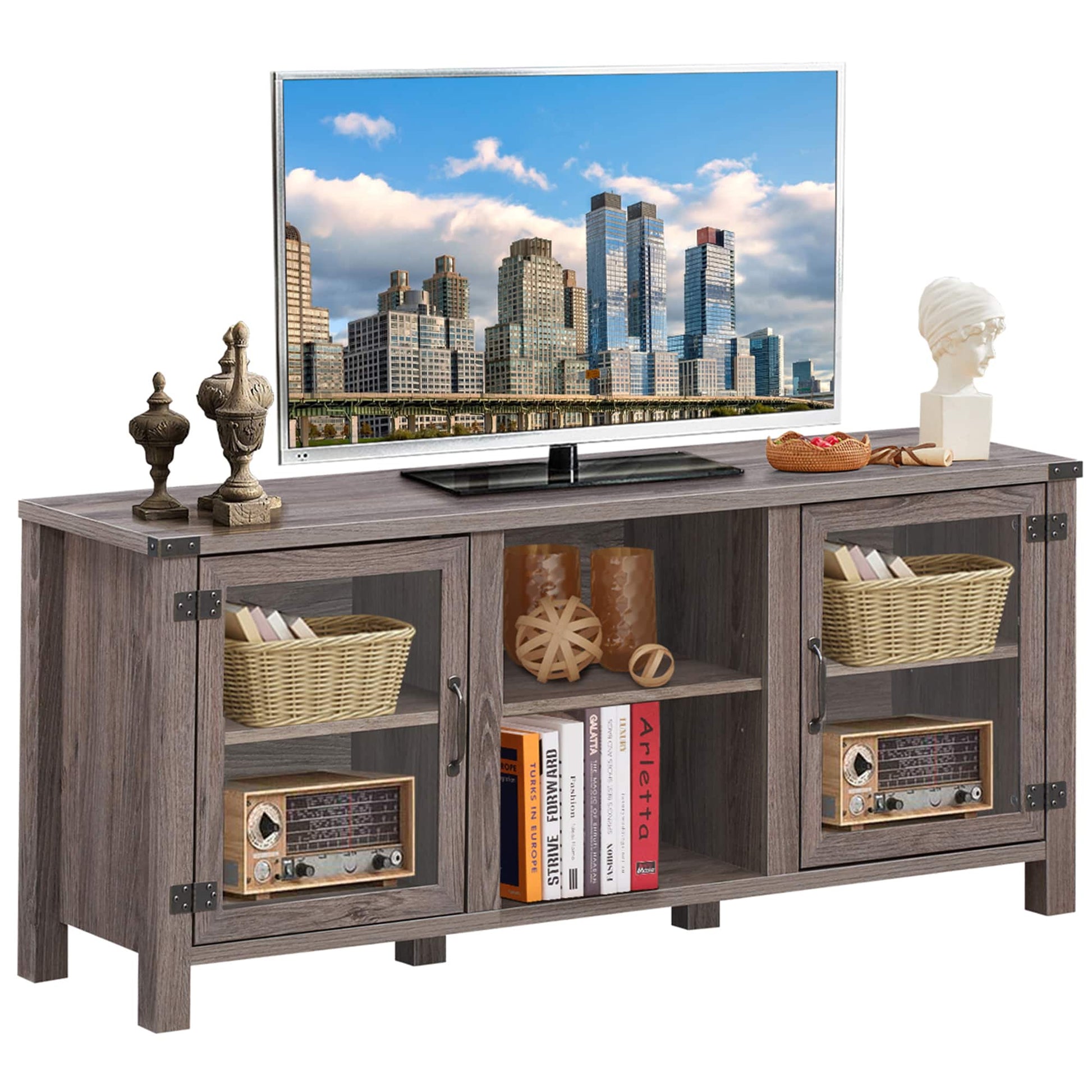 TV Stand Entertainment Center for TV's up to 65'' with Storage Cabinets