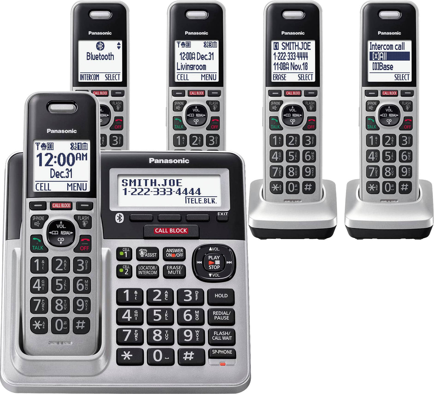 KX-TGF975S Link2Cell DECT 6.0 Expandable Cordless Phone System with Digital Answering System and Smart Call Blocker