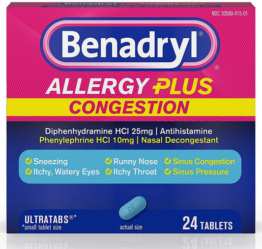 3 Pack - Allergy Plus Congestion Ultra Tablets 24 ea