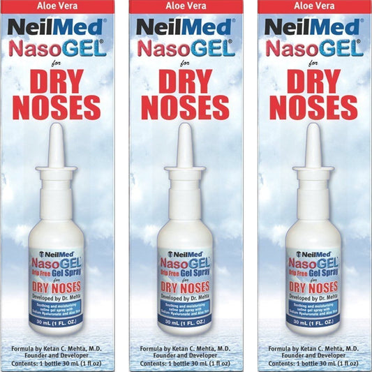 3 Pack - NeilMed NasoGEL For Dry Noses, Drip Free Gel Spray 1 fl oz Bottle Each