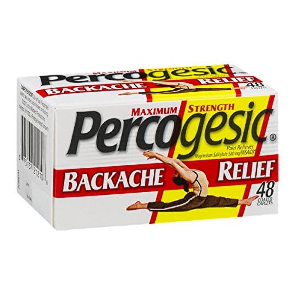 3 Pack Percogesic Backache Relief Maximum Strength 48 Coated Caplets Each