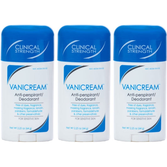 3 Pack Vanicream Anti-Perspirant Deodorant for Sensitive Skin 2.25oz Each