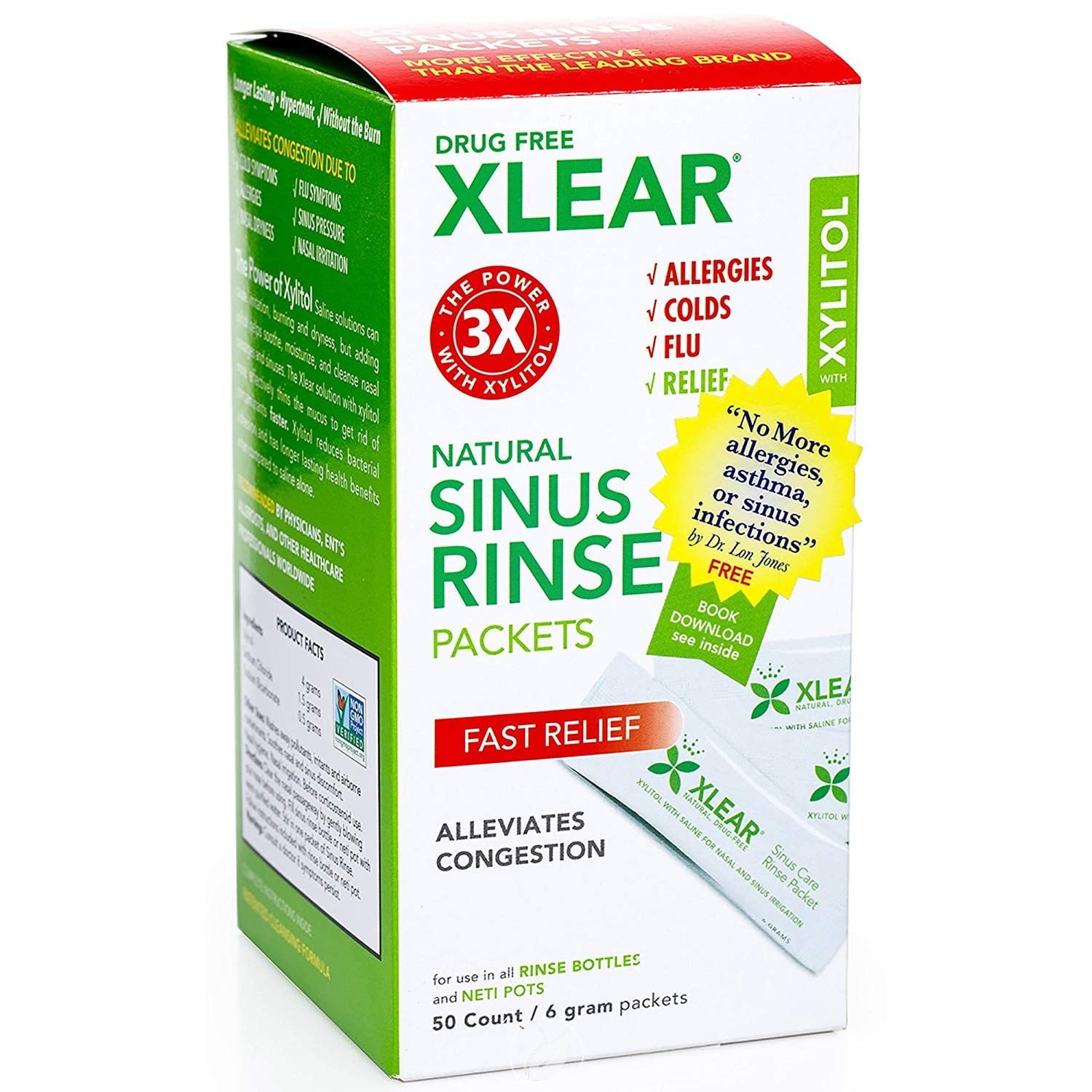 (3 Pack) Xlear Sinus Neti Refill Solution (NetiXlear 6 g packets) 50 Ct