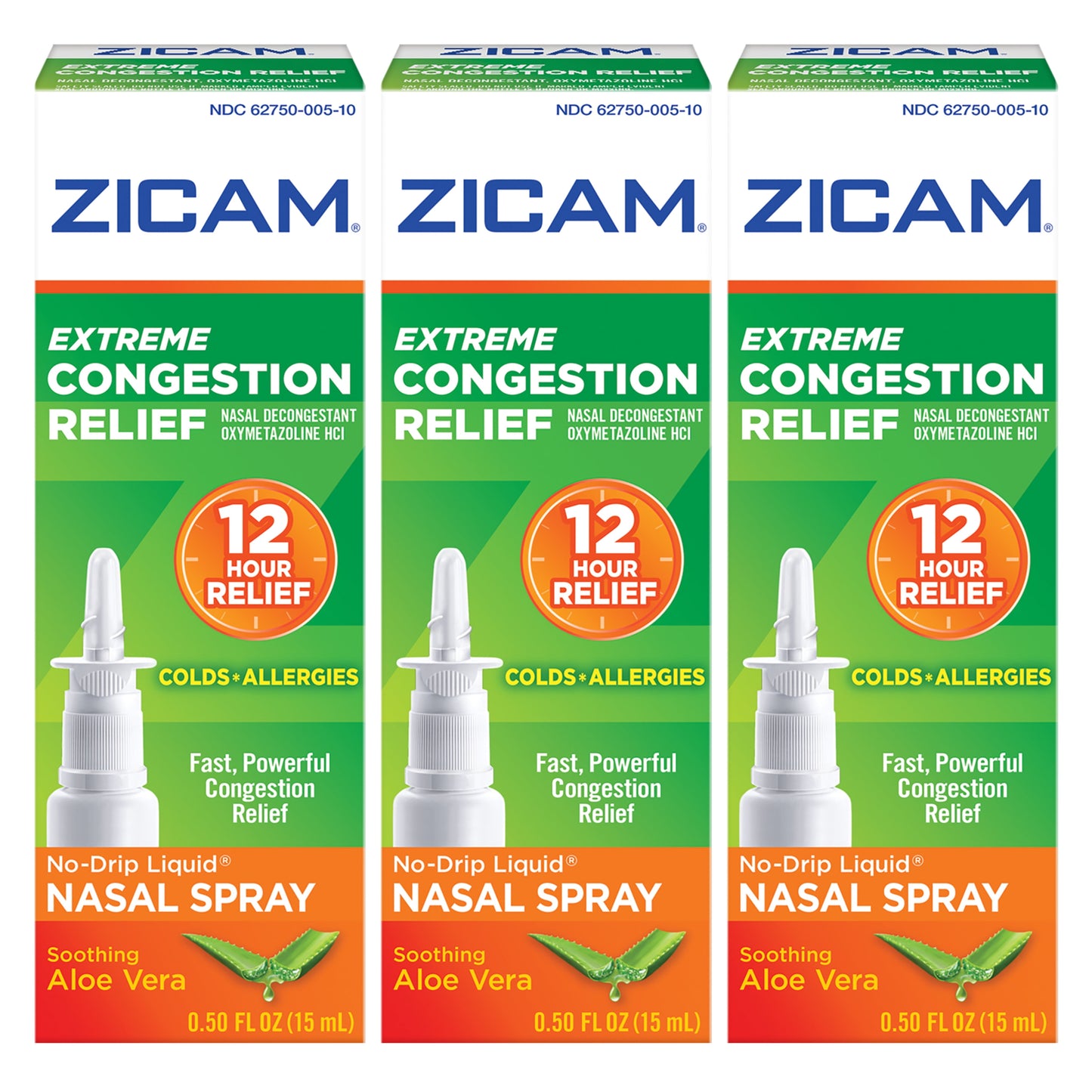 3 Pack Zicam Extreme Congestion Relief Liquid Nasal Spray 0.50oz Each