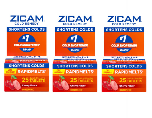 3 Pack - Zicam Zinc Cold Remedy RapidMelts Quick Dissolve Tablets - Cherry - 25ct