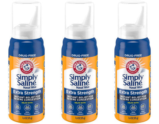 3 Pk Simply Saline Nasal Mist Extra Strength for Severe Congestion 1.5 Ounces Ea