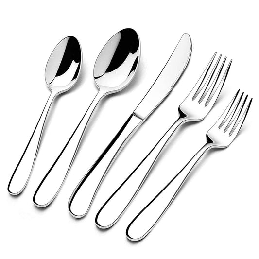 30 Piece Silverware Set Service for 6,Premium Stainless Steel Flatware Set,Mirror Polished Cutlery Utensil Set,Durable Home Kitchen Eating Tableware Set,Include Fork Knife Spoon Set,Dishwasher Safe