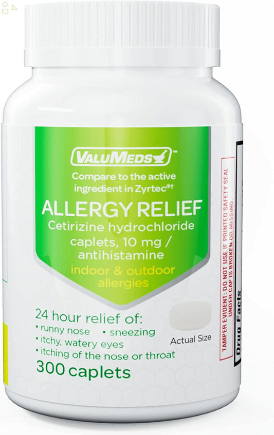 300 Tablets 24-Hour Allergy Medicine Antihistamine for Pollen, Hay Fever, Itchy Eyes, Allergies | Cetirizine Hcl 10Mg | Compare To Zyrtec Active Ingredients