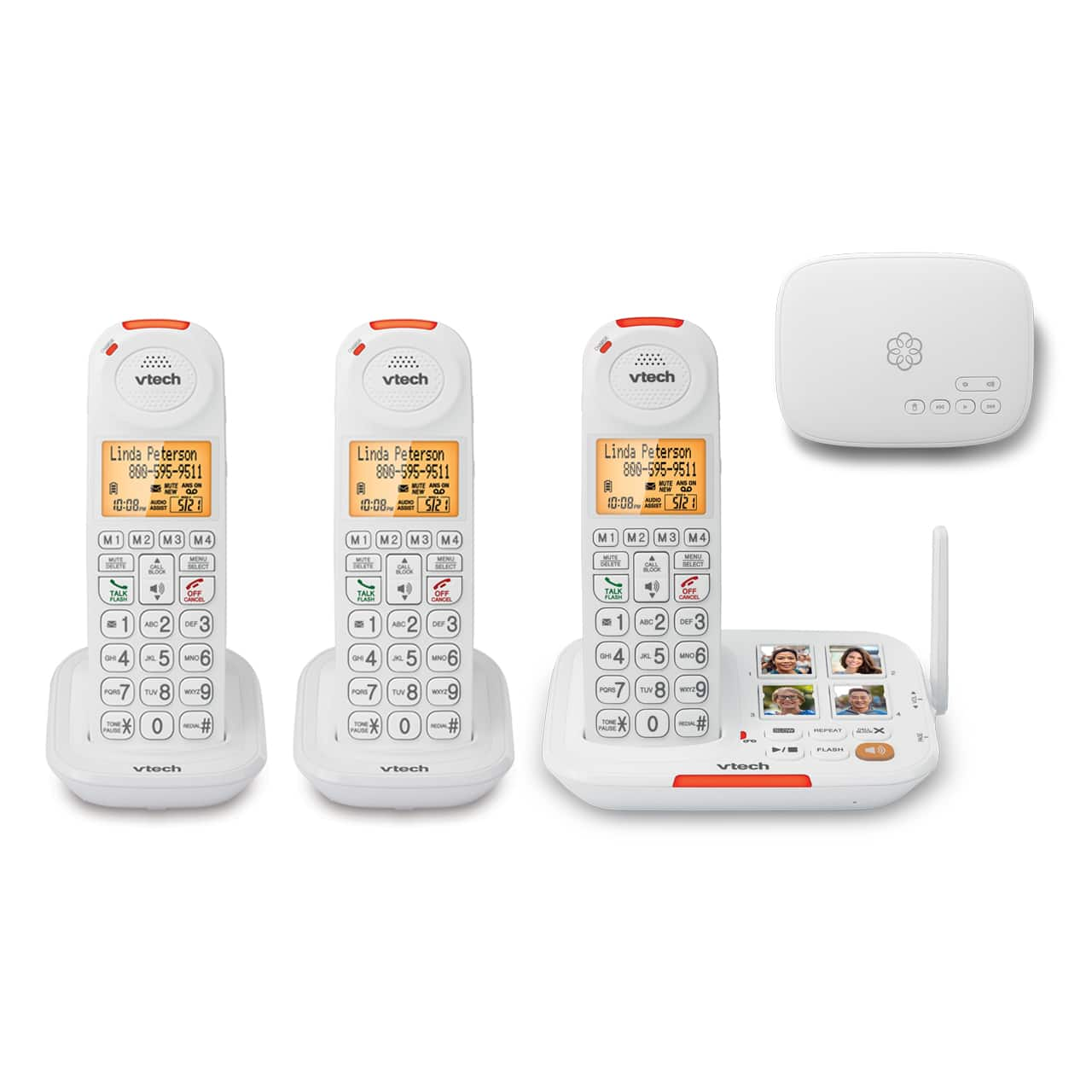 Telo Senior Phone Bundle with Internet Home Phone Service and 3 Amplified Cordless Handsets