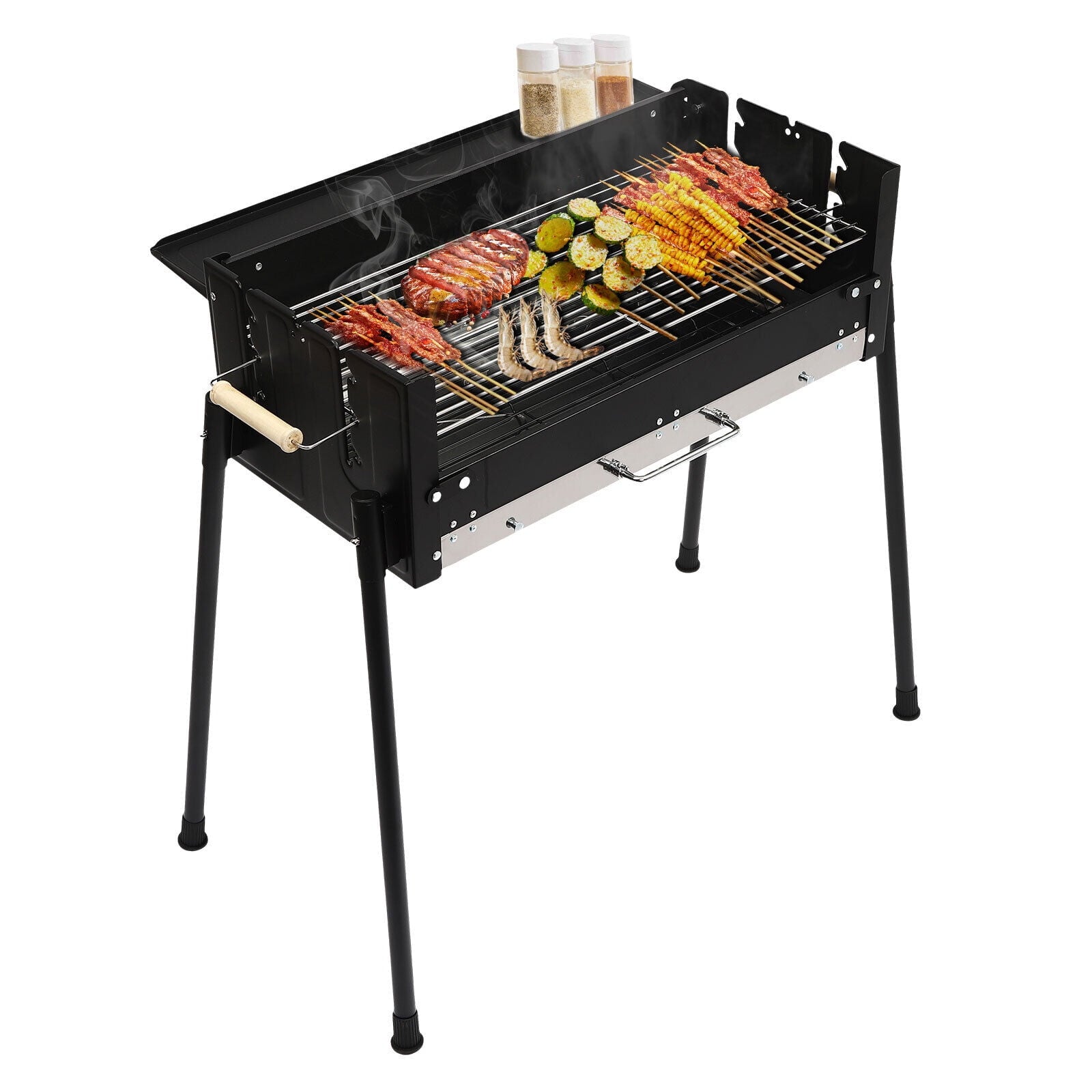 32.1in Charcoal BBQ Grills Stove, Portable 201 Stainless Steel Rack