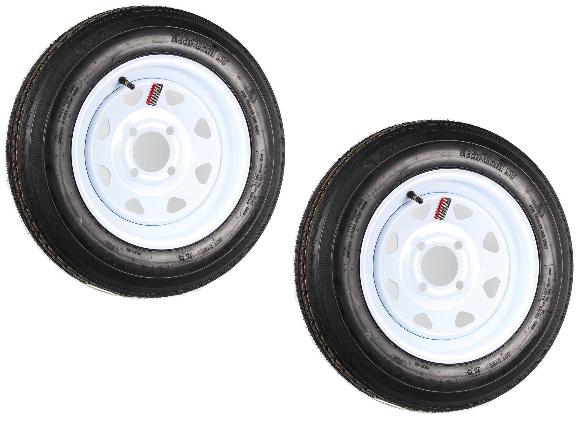 2-Pack Trailer Tire On Rim 4.80-12 12 in. Load C 4 Lug White Spoke Wheel